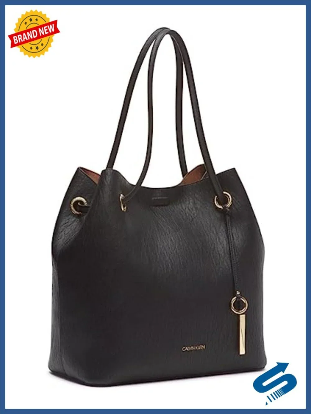 Vegan Leather Tote Bag with Removable Wristlet Pouch, Work Travel Purse